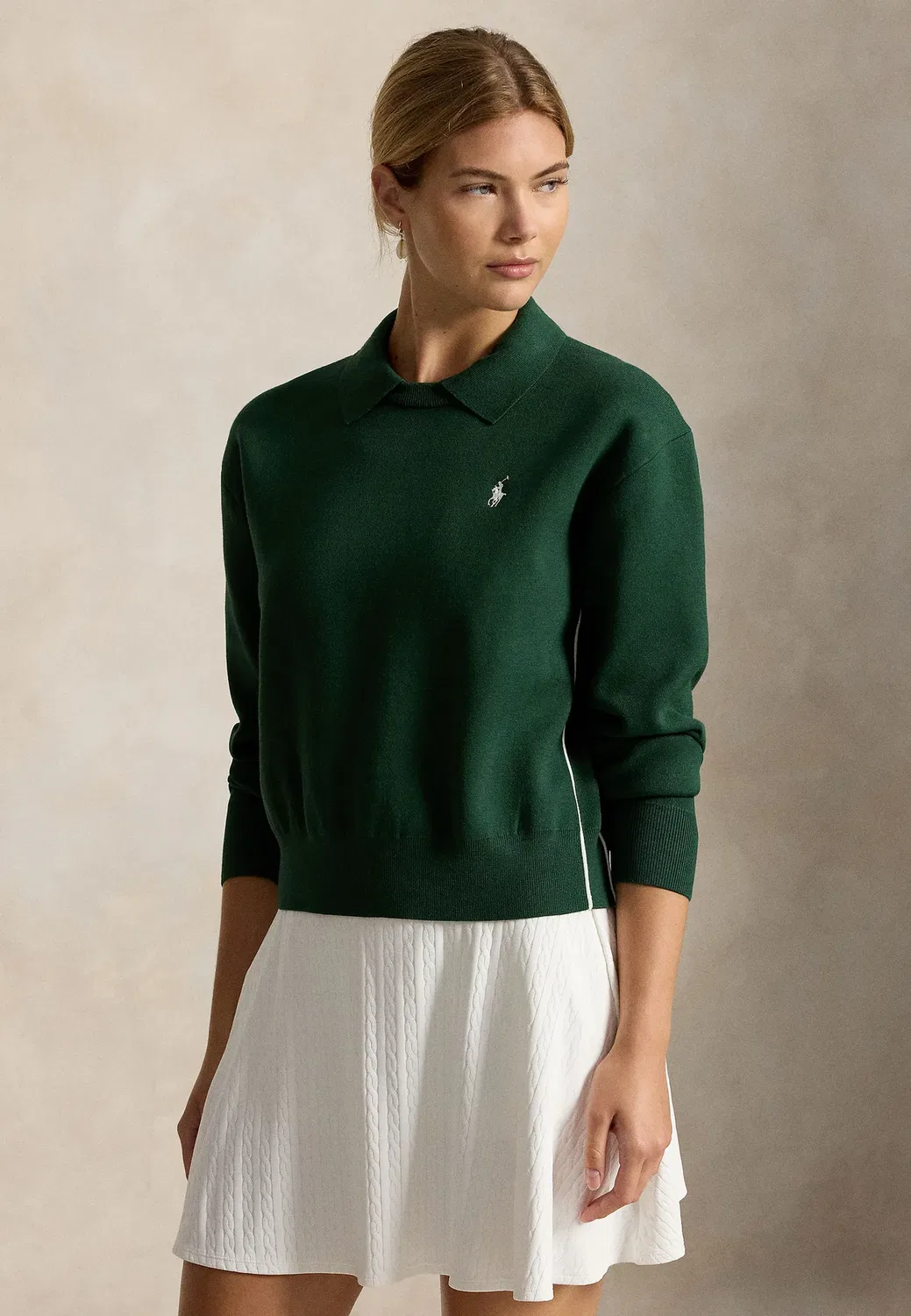 Пуловер с логотипом и воротником-поло Polo Ralph Lauren, Northwest Pine/Multi