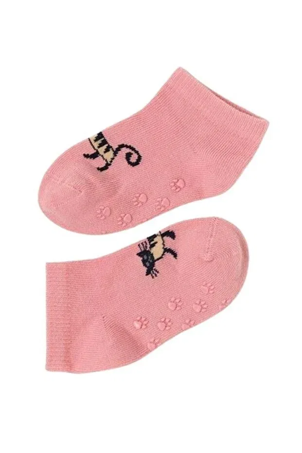 Детские носки-следки с принтом Bony Socks, Pink/Brown
