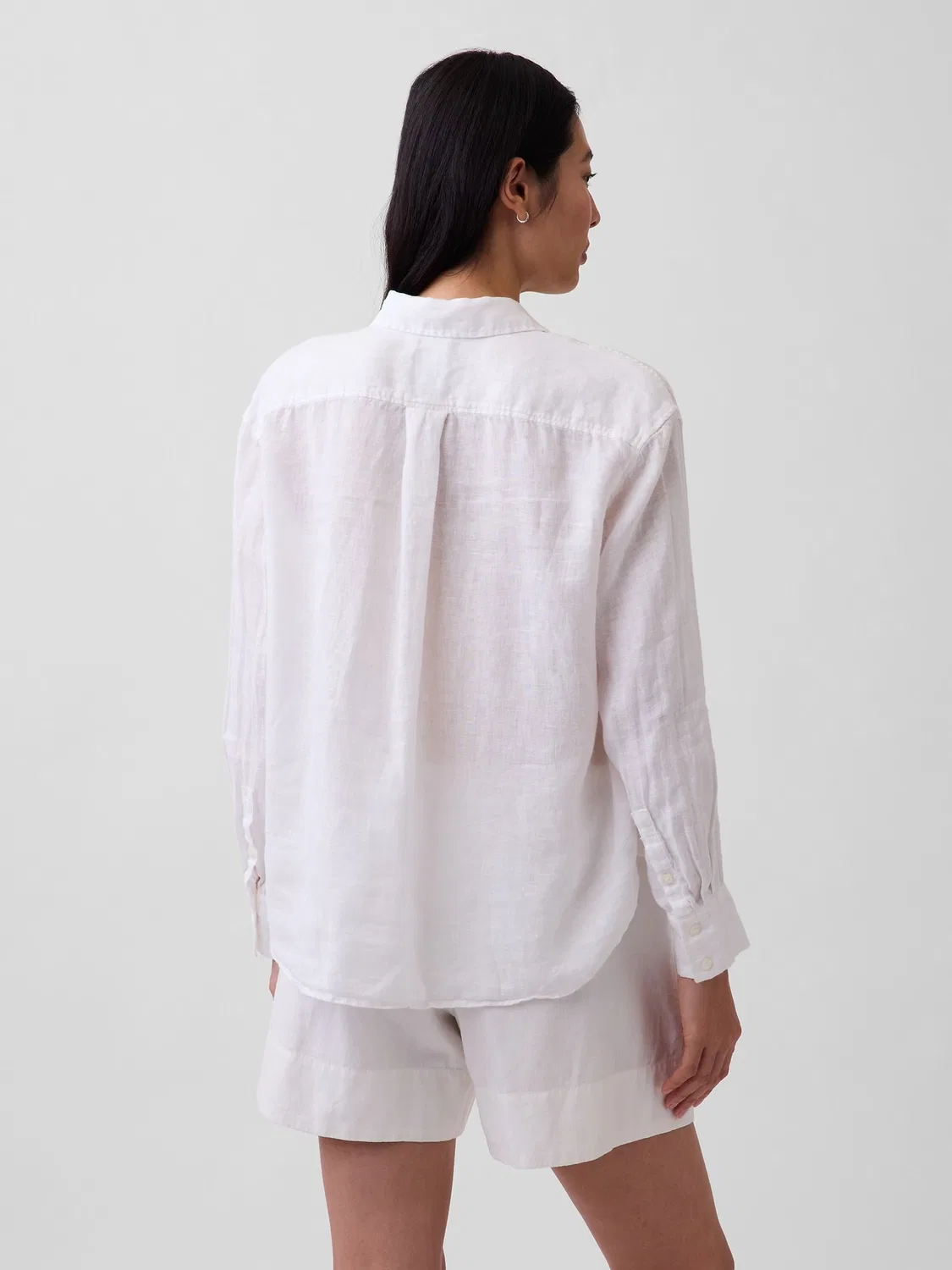 Рубашка свободного кроя из льна, Oversized Gap, белый — фото 2