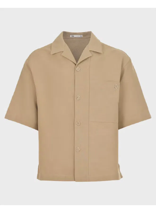Рубашка плотная с коротким рукавом Zara, хаки
