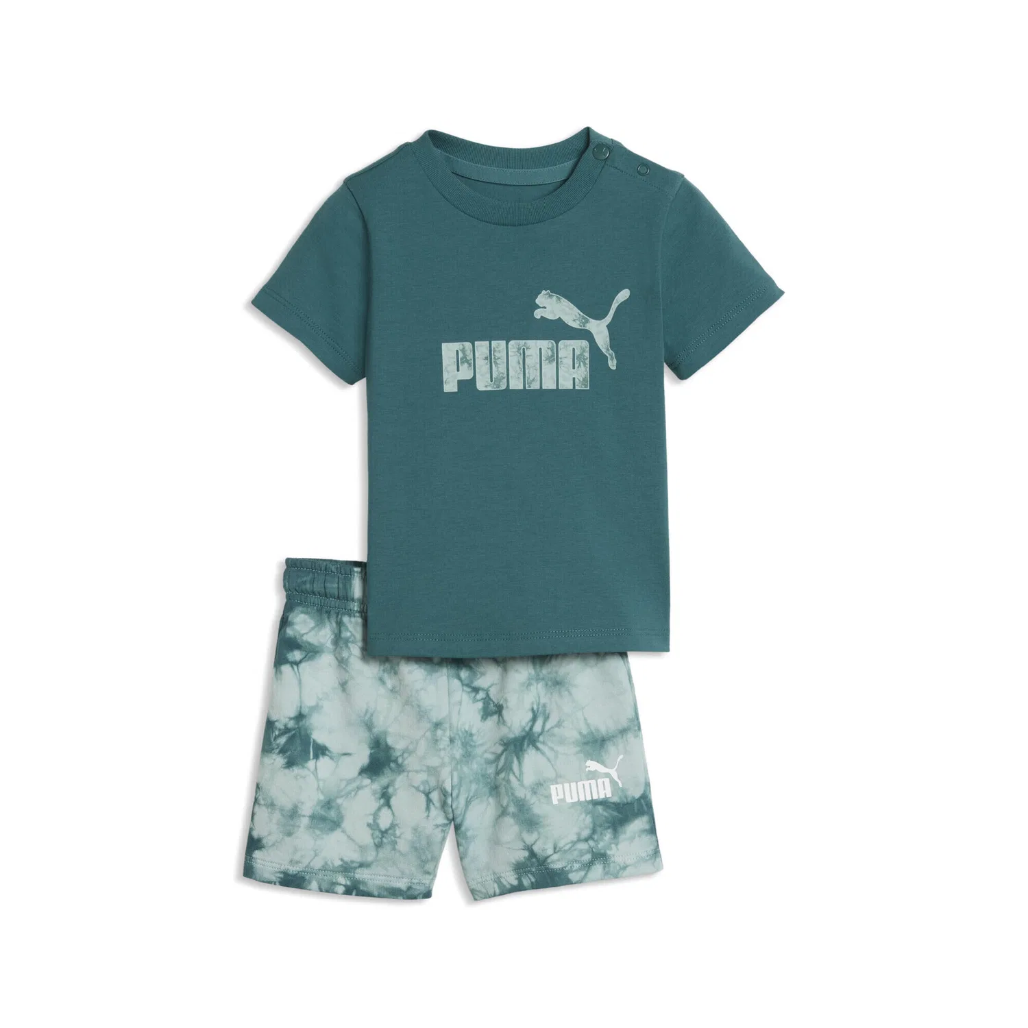 Детский комплект с принтом Essentials Tie-dye Puma, Smaragdgrun / Granitgrun / Grun