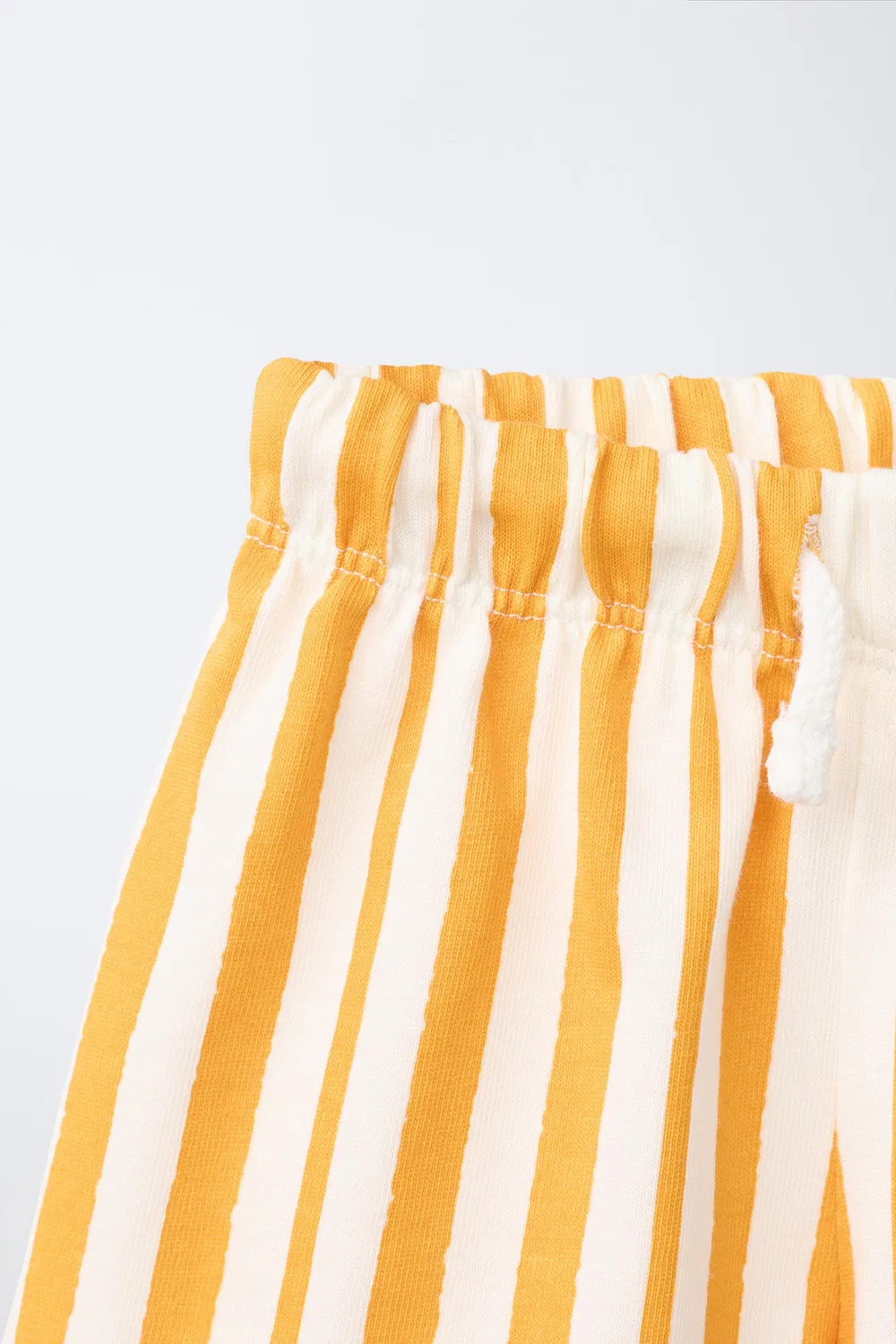 Полосатые бермудские шорты с вышитым текстом ZARA, Ochre — фото 3