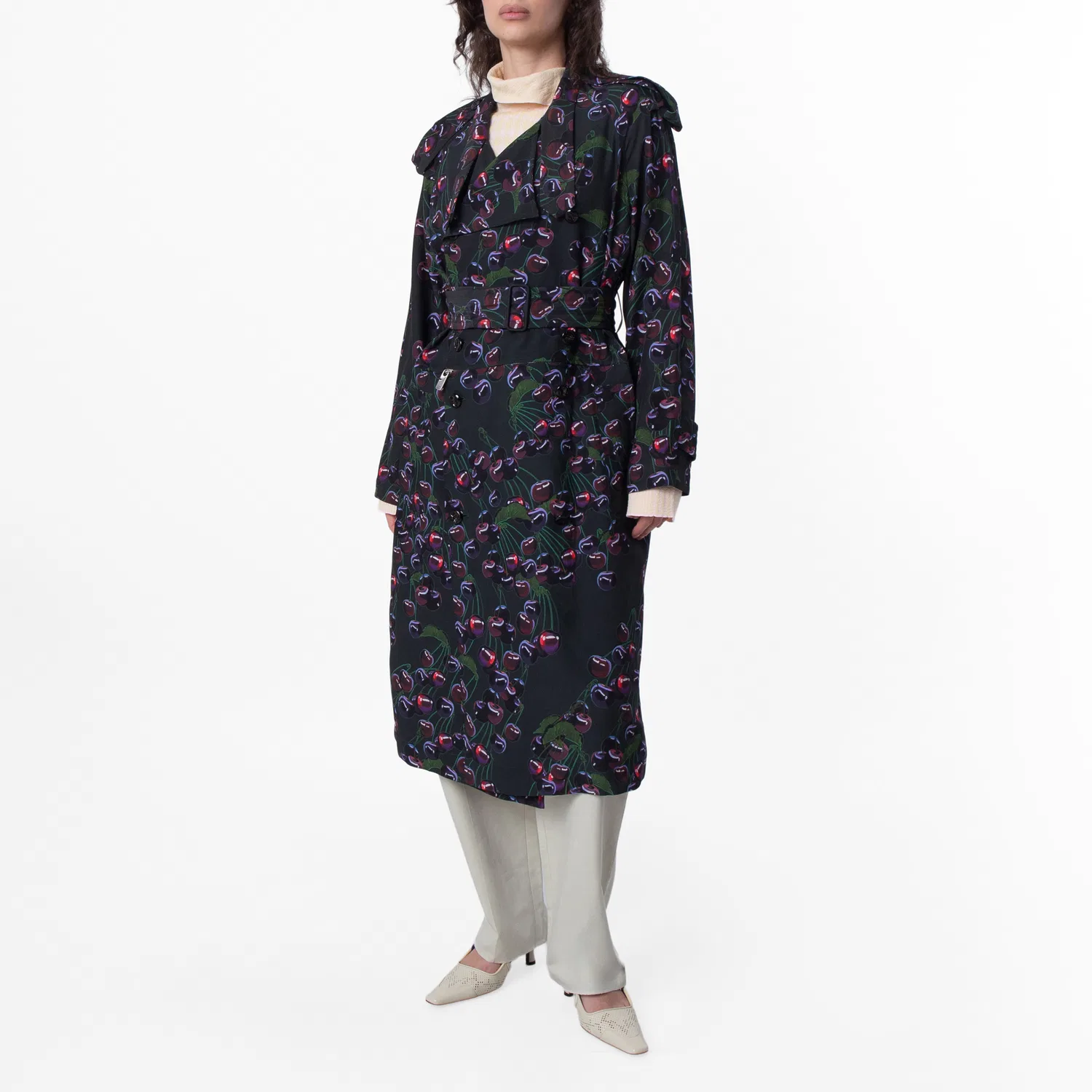 Плащ с поясом Cherry Print Burberry, Vine Ip Pattern — фото 3
