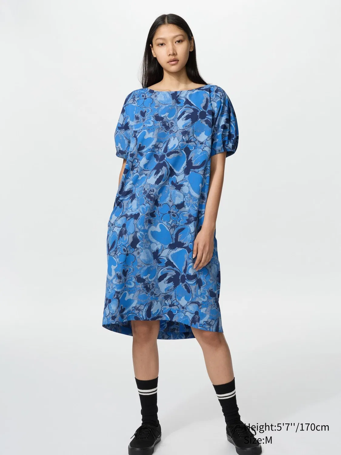 Платье Uniqlo, свободное платье, с принтом, желтый — фото 2