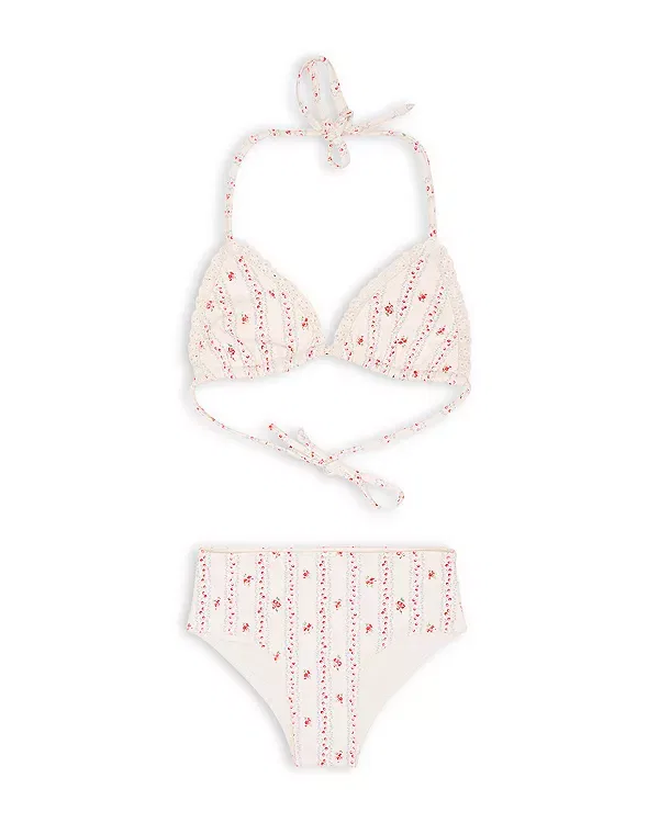 Детский купальник для девочек с принтом Finnie LoveShackFancy, Poppy Red