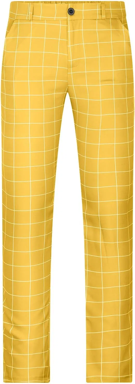 Мужские классические брюки с эластичным поясом, Straight Slacks, жёлтый — фото 4