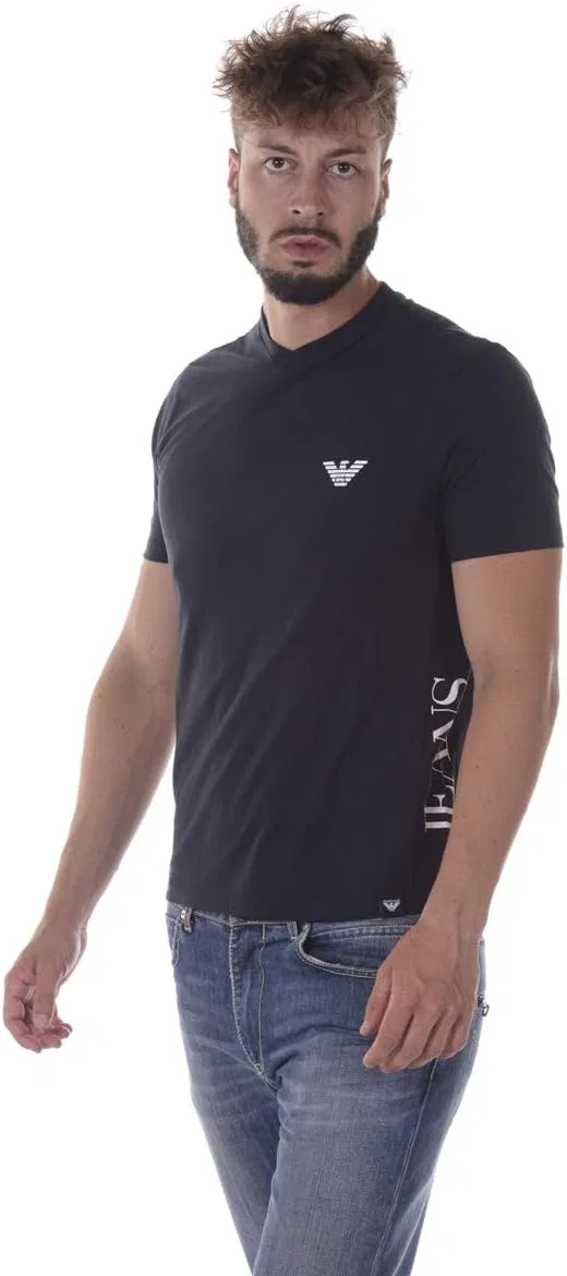 Мужская футболка с принтом Side Logo Tshirt Emporio Armani, Blue — фото 3