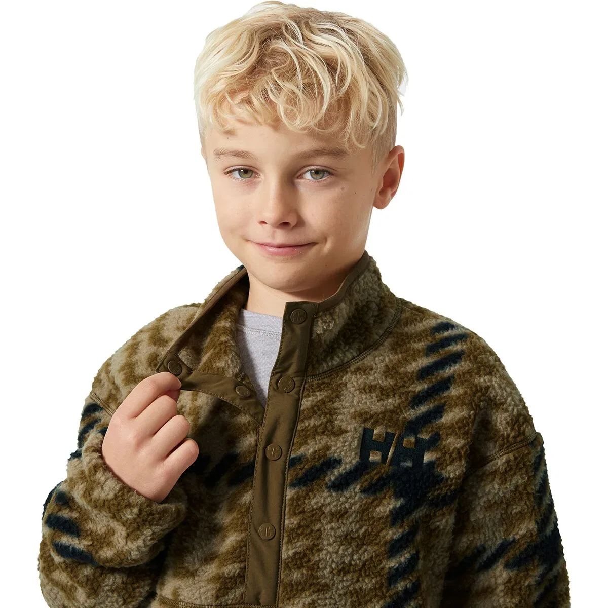 Детский свитер из флиса с принтом Jr Frosty Pile Sweater Helly Hansen, Sepia Broxburn Aop — фото 4