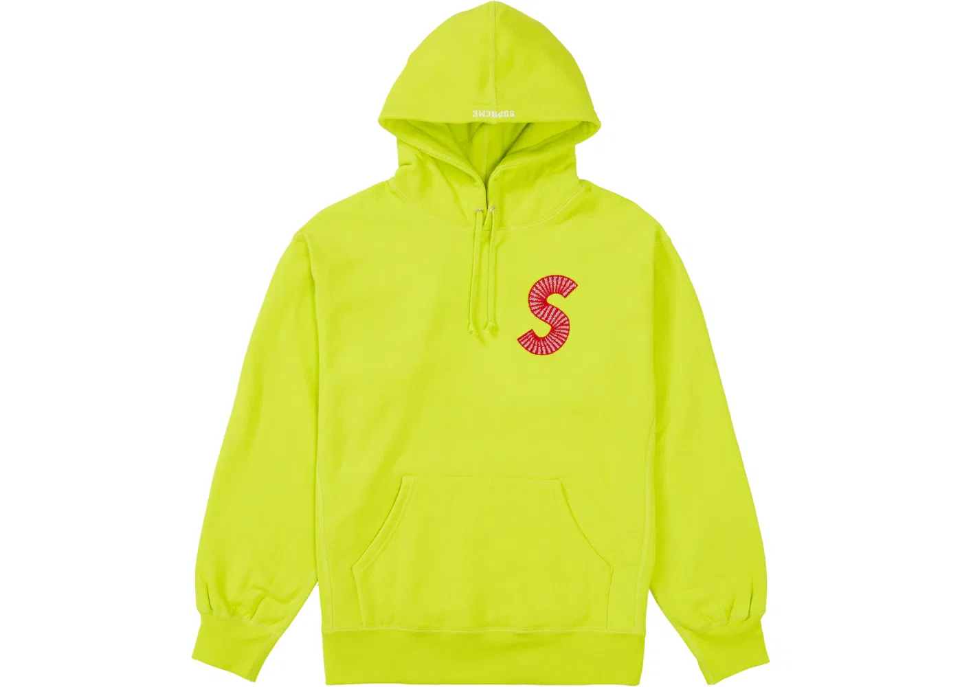 Мужская худи с капюшоном с логотипом Supreme S Logo, Acid Green