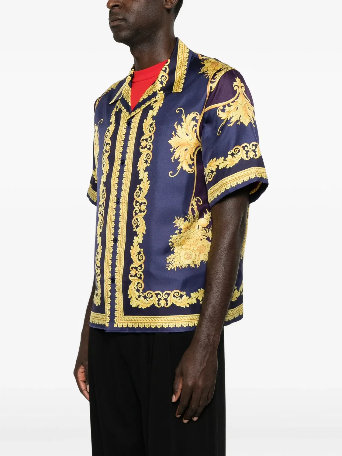 Рубашка с короткими рукавами и принтом Barocco Versace, фиолетовый — фото 3