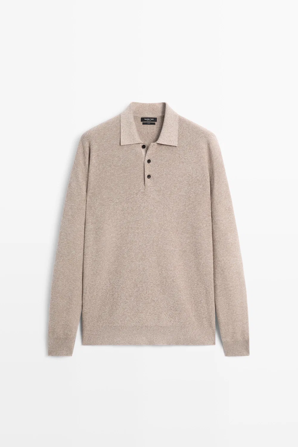 Поло-свитер Massimo Dutti 100% Cotton Mouliné, бежевый — фото 2