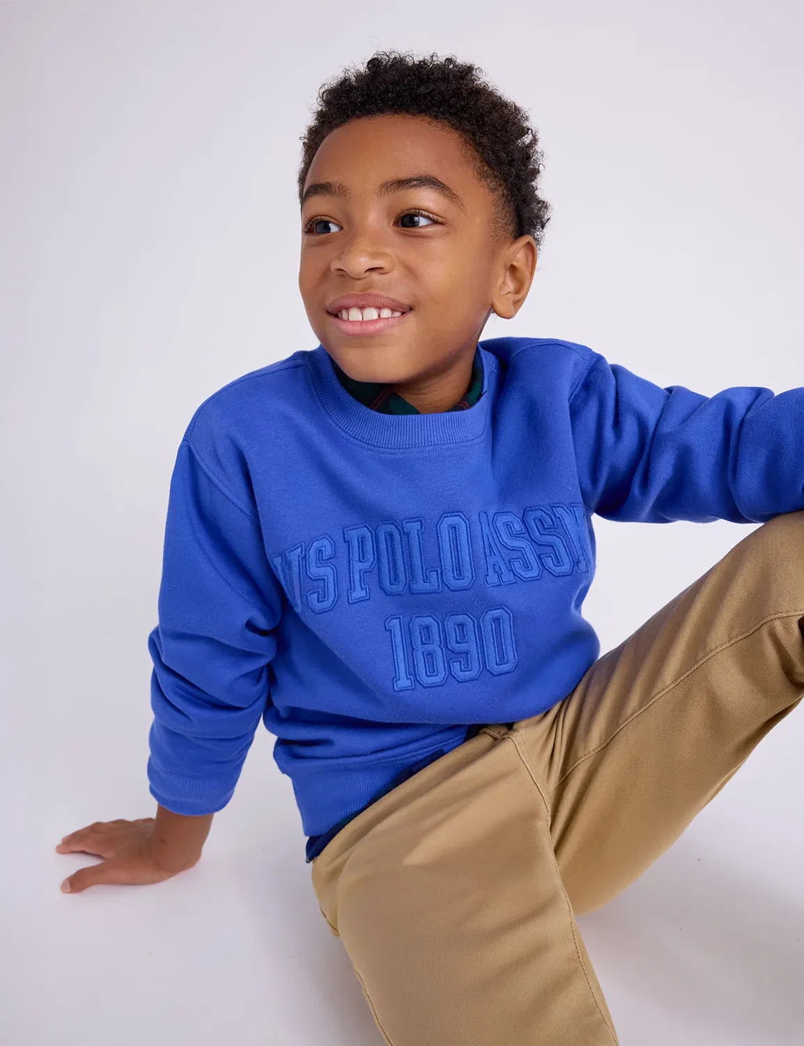 Детский флисовый пуловер с аппликацией в виде логотипа U.S. Polo Assn, Dazzling Blue