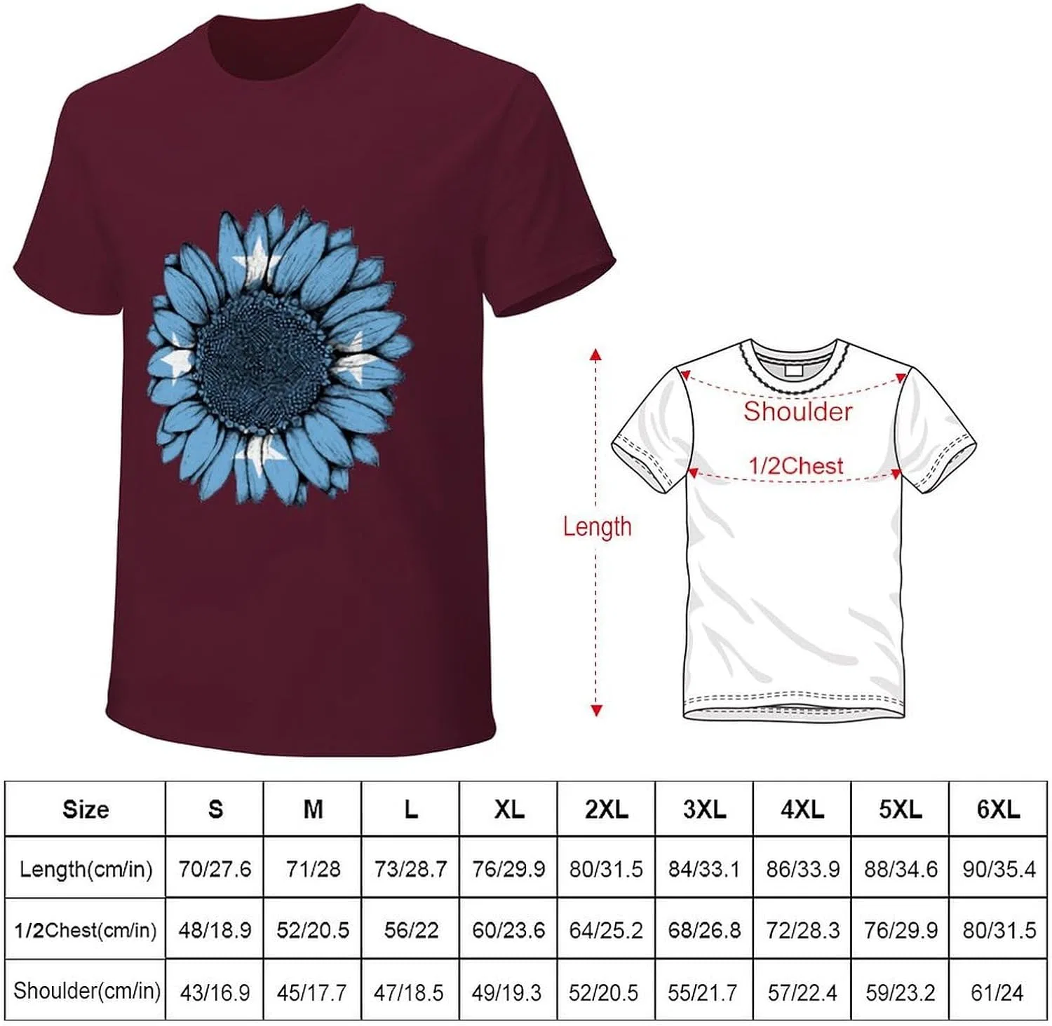 Мужская футболка поло с принтом флага Vintage Sunflower, Maroon — фото 2