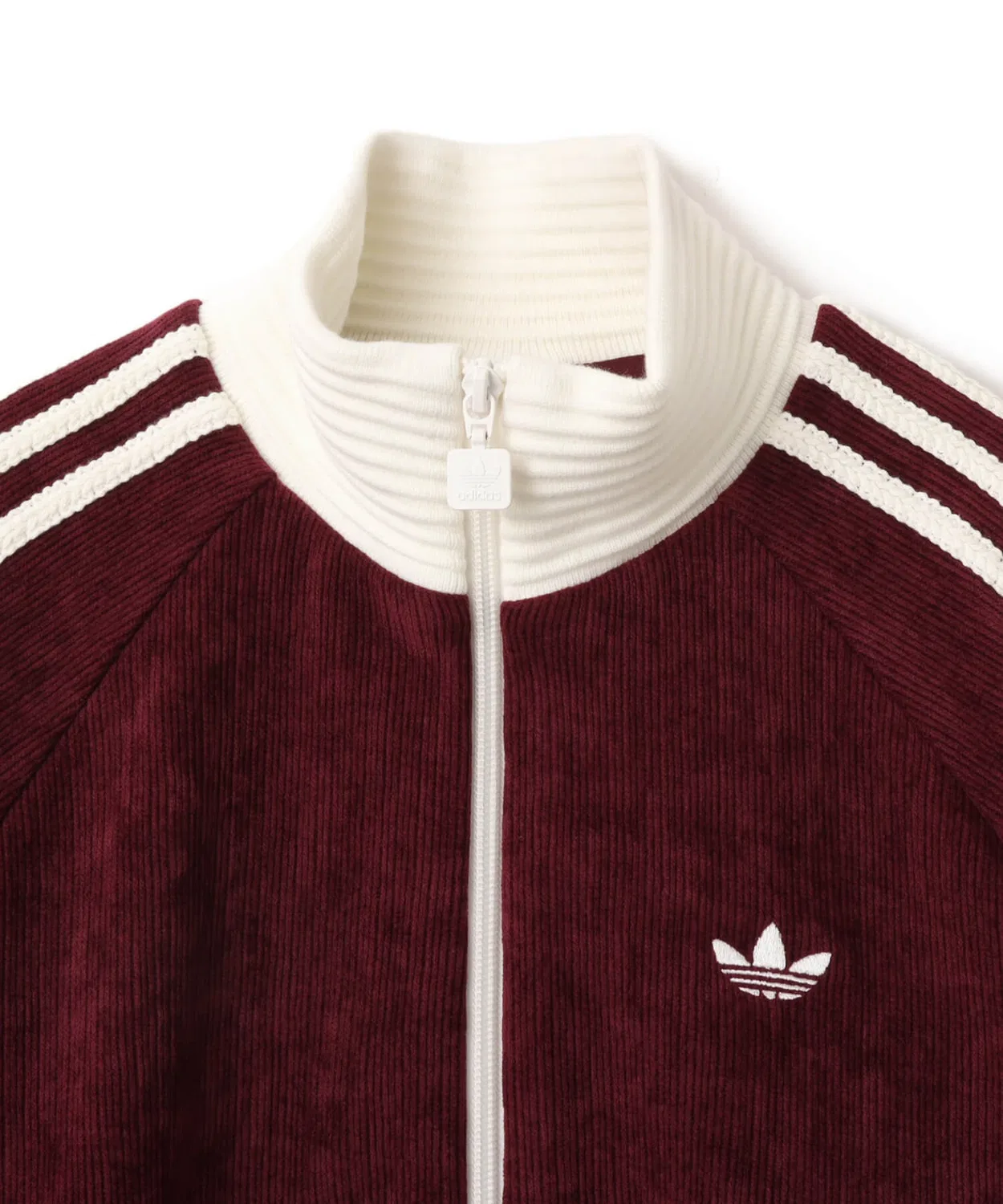 Толстовка adidas Velour Knit Track Top бордового цвета — фото 3