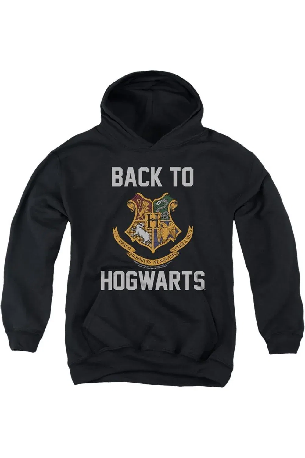 Детское худи с капюшоном с принтом Harry Potter I´d Rather Be At Hogwarts Gildan, черный