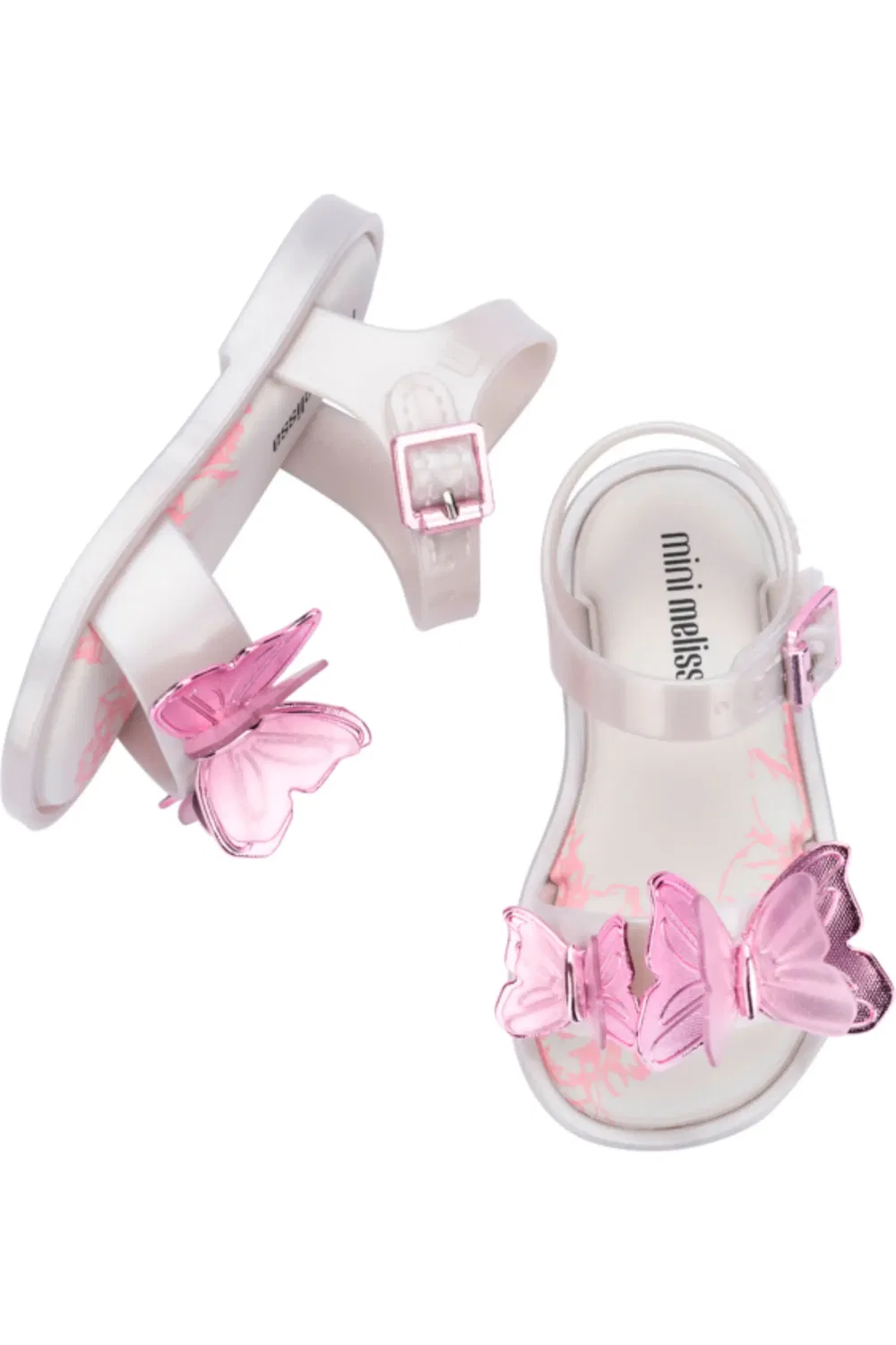 Сандалии детские с бабочками Fly III Mini Melissa, Pearly White/Pink — фото 4