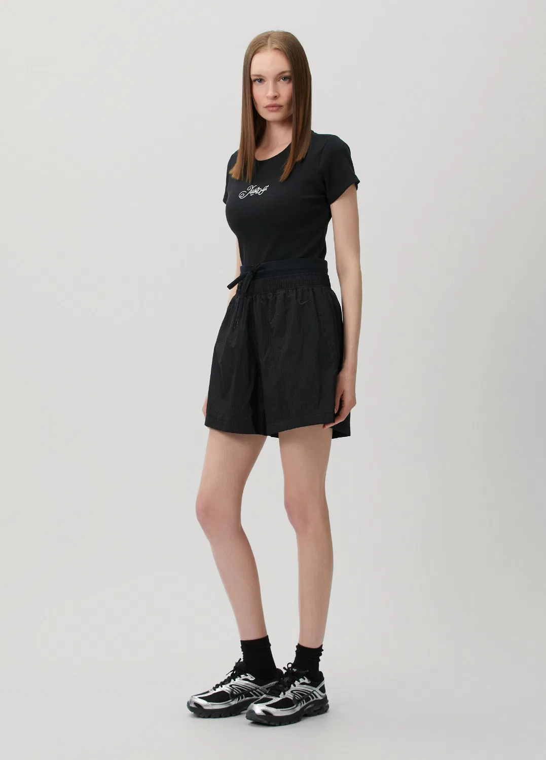 Топ Nike Rib Mod Crop, серый — фото 2