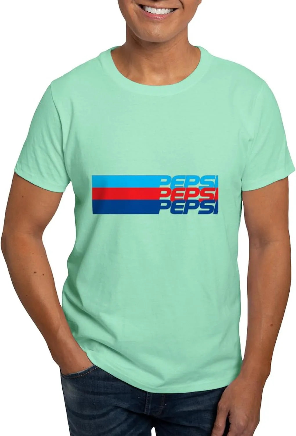 

Футболка мужская Pepsi Striped, 100% хлопок, белая CafePress