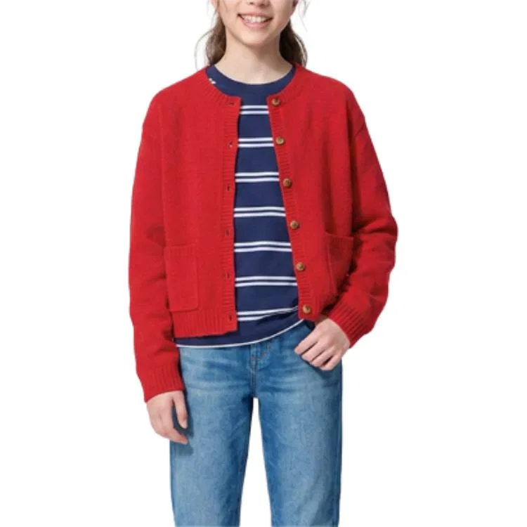 Детский свитер с круглым вырезом Coral Red UNIQLO