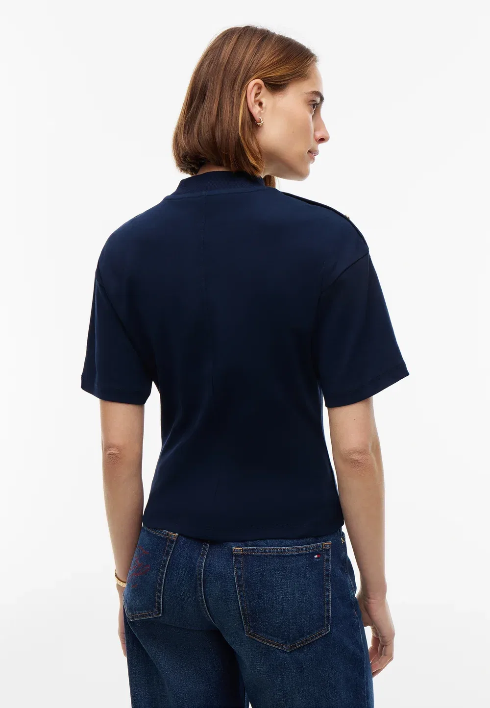 Футболка на пуговицах - базовая футболка Tommy Hilfiger, Dark Blue — фото 3
