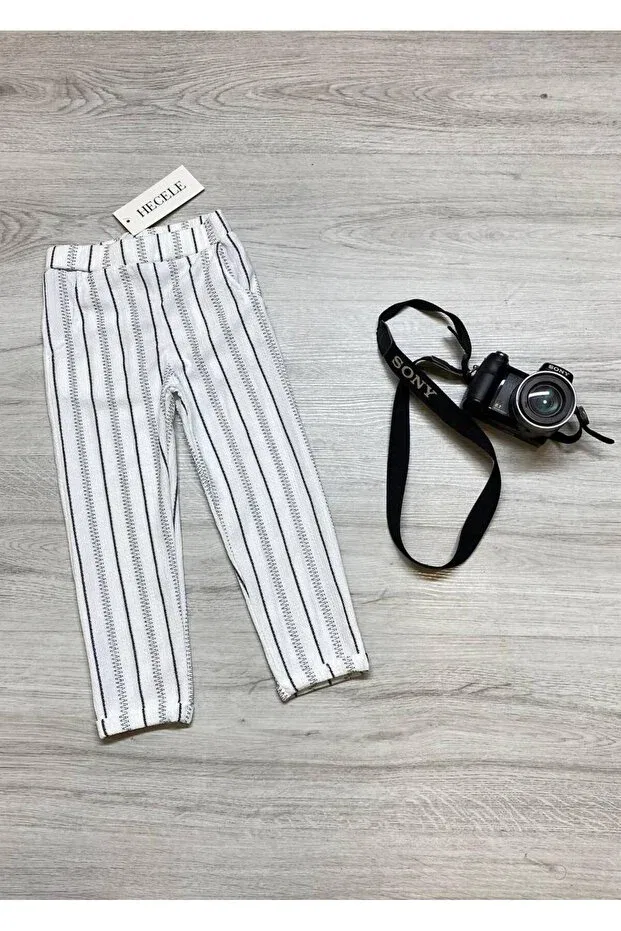 Детские брюки для девочек полосатые Mfs, White Lined