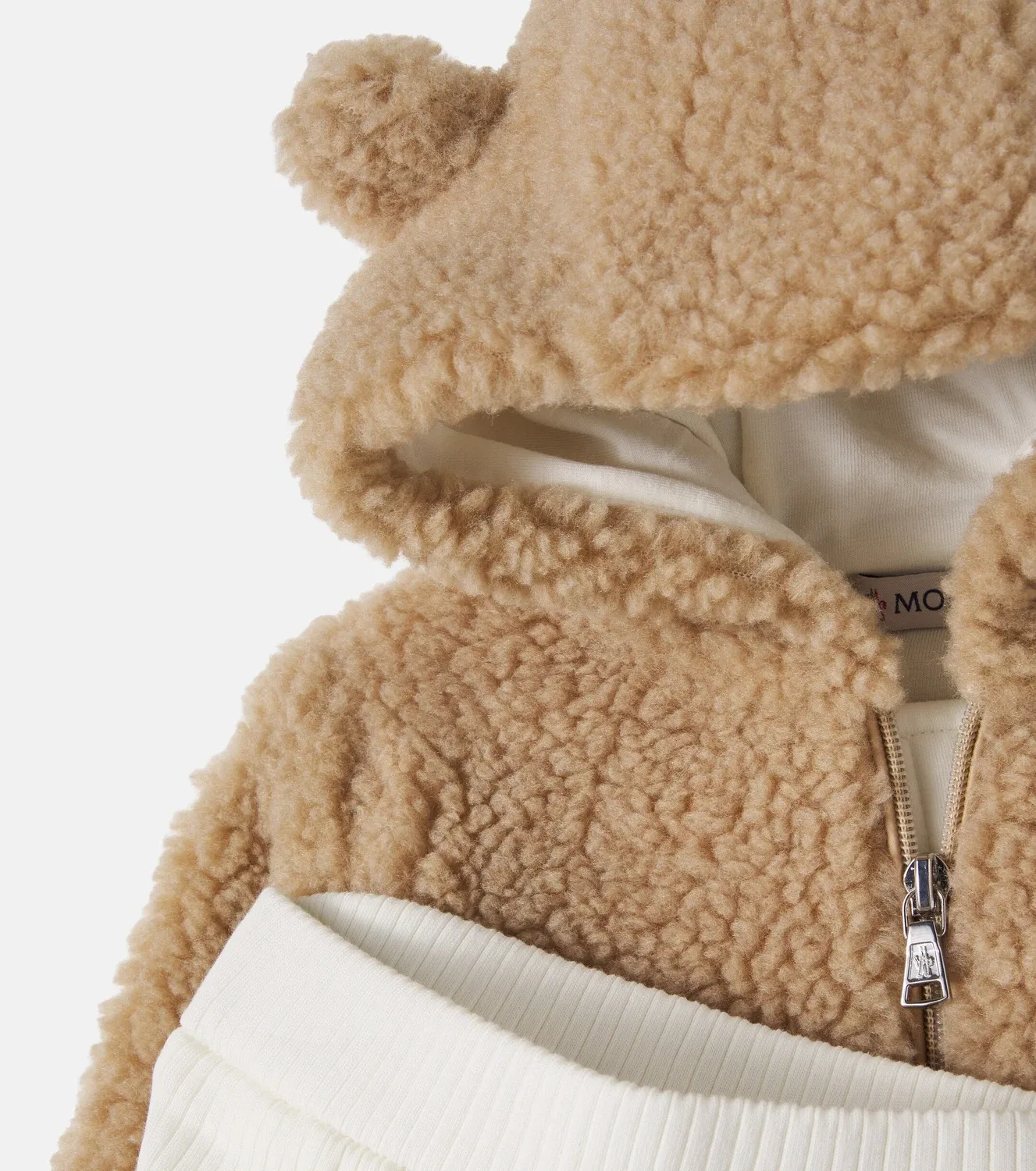 Комплект из худи с медведем и леггинсов, Moncler Enfant, бежевый — фото 4