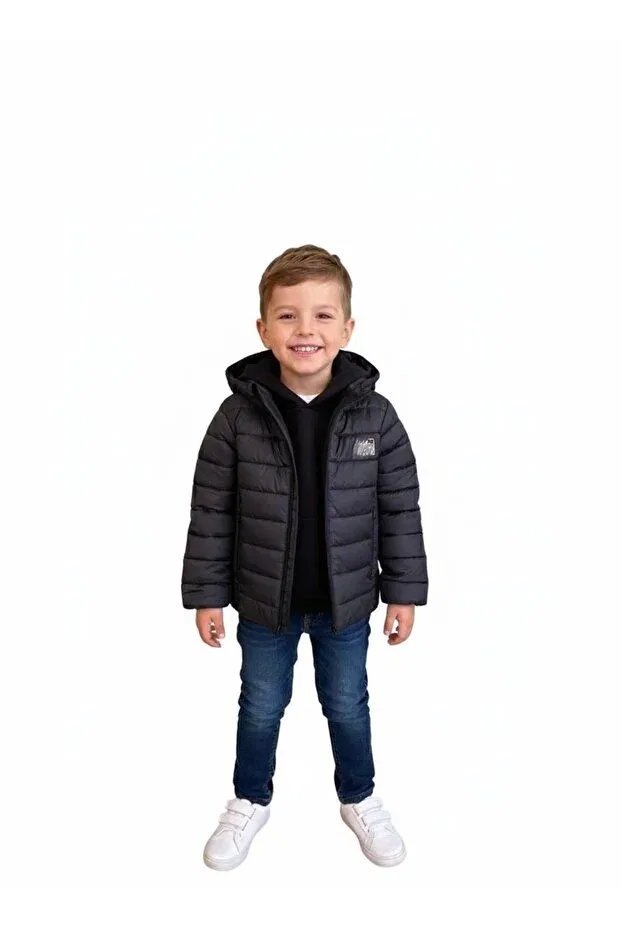 Детское зимнее пальто для девочек с капюшоном Butik, Black