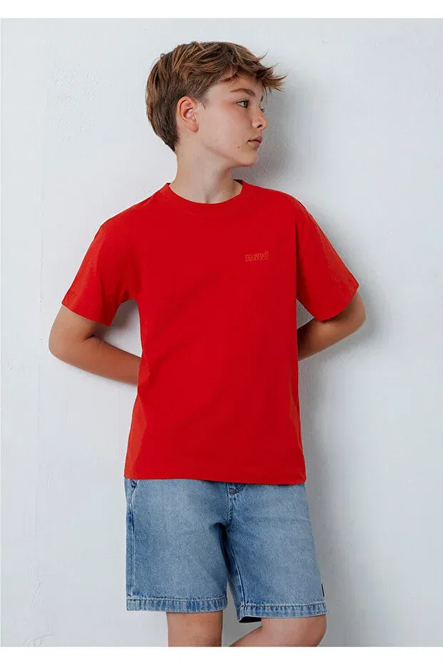 Детская футболка для мальчиков свободного кроя Basics Mavi, Red — фото 2