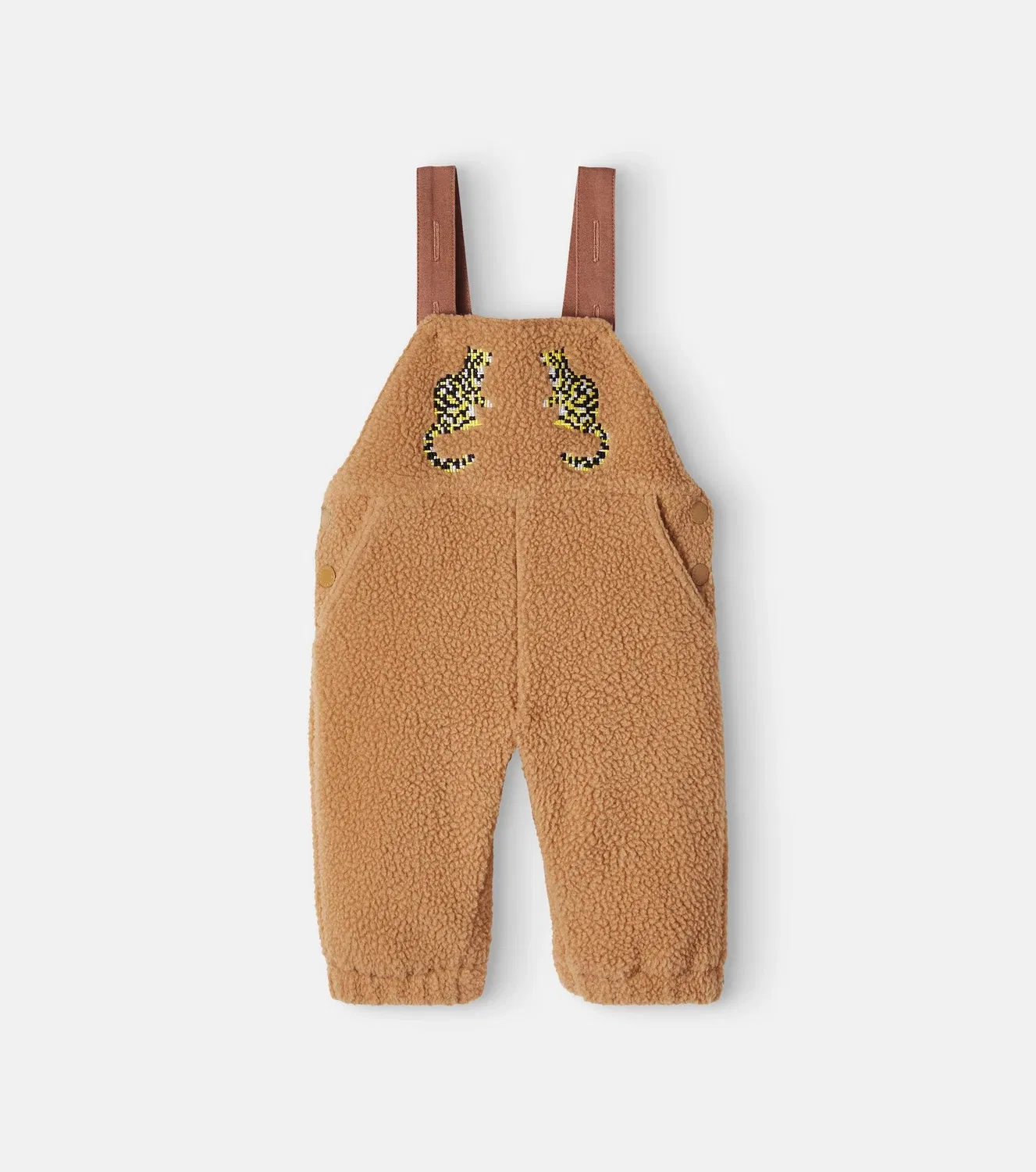 Комбинезон из флиса с вышивкой в виде мишки Stella Mccartney Kids, коричневый