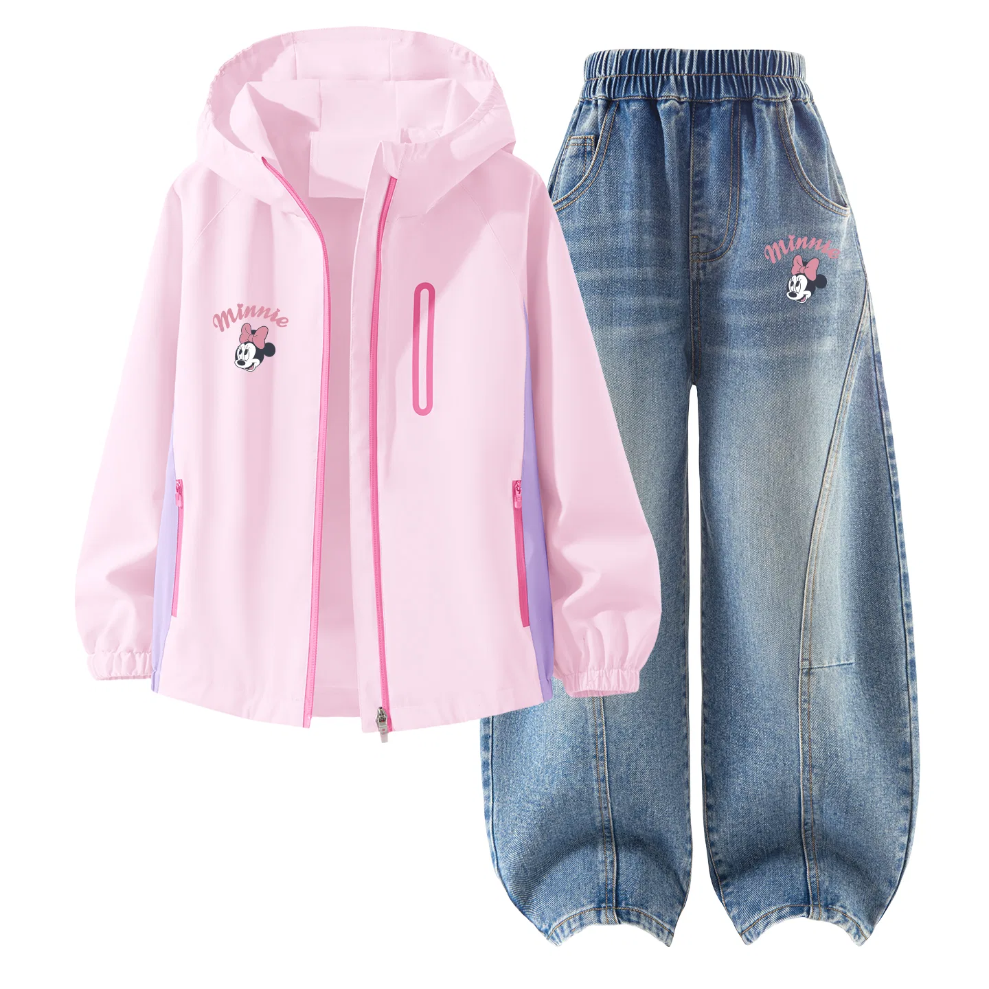 Детский спортивный костюм с капюшоном Silicone Di Lift Eye K Disney, Silicone Di Lift Eye K_Left Light Baby Pink+Di Lift Eye K Denim Light Blue