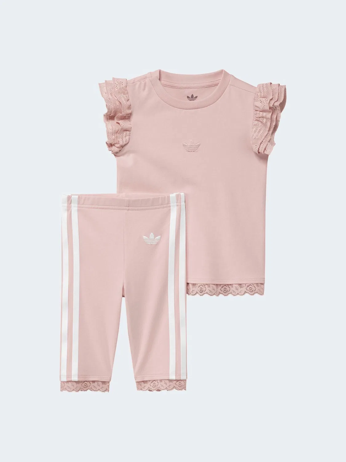 Комплект футболка с воланами и велосипедки adidas originals, розовый — фото 2