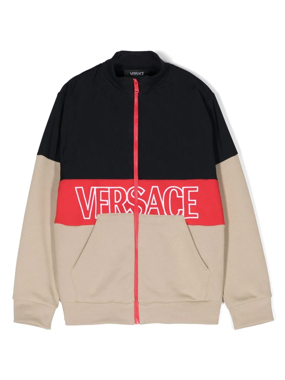 Верхняя одежда с эмблемой и молнией Embroidered-Logo Zip-Up Sweatshirt Young Versace, Blue