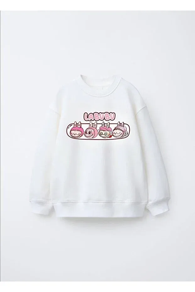 Детские свитшот для девочек с принтом 3-thread plain cotton sweatshirt Daisydolly, White