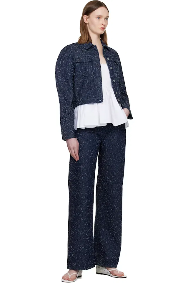 Темно-синяя джинсовая куртка овальный деним Jacquemus — фото 4