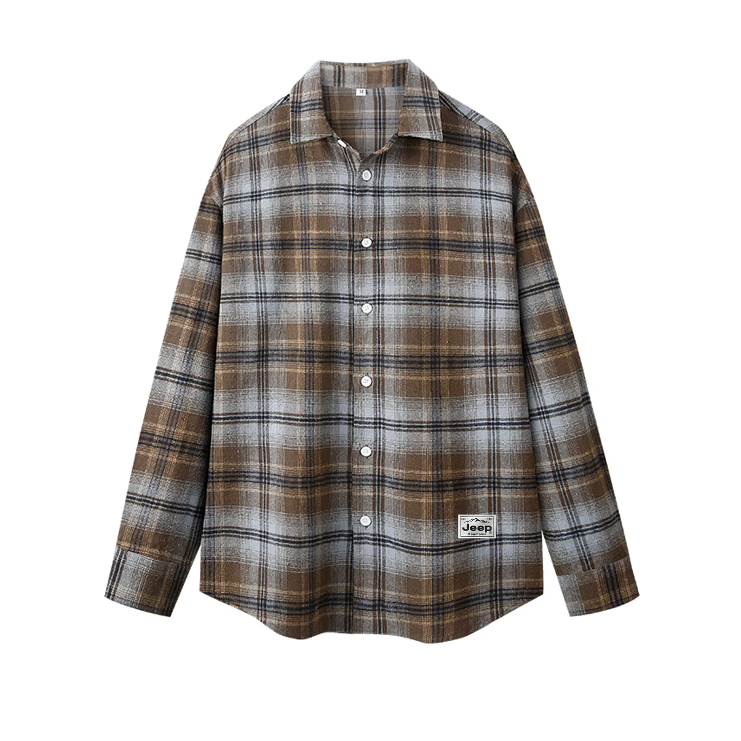 Детская рубашка с воротником, прямой крой, Jeep, Blue Brown Plaid