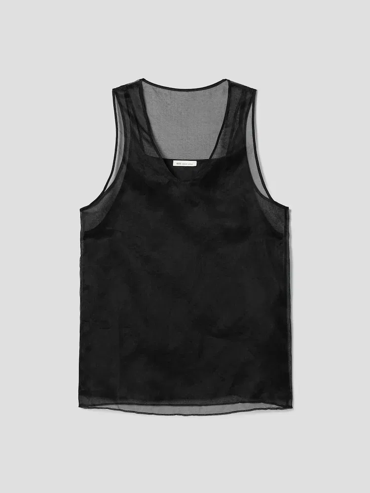 Майка женская полупрозрачная Tank Top, Noir AMI PARIS