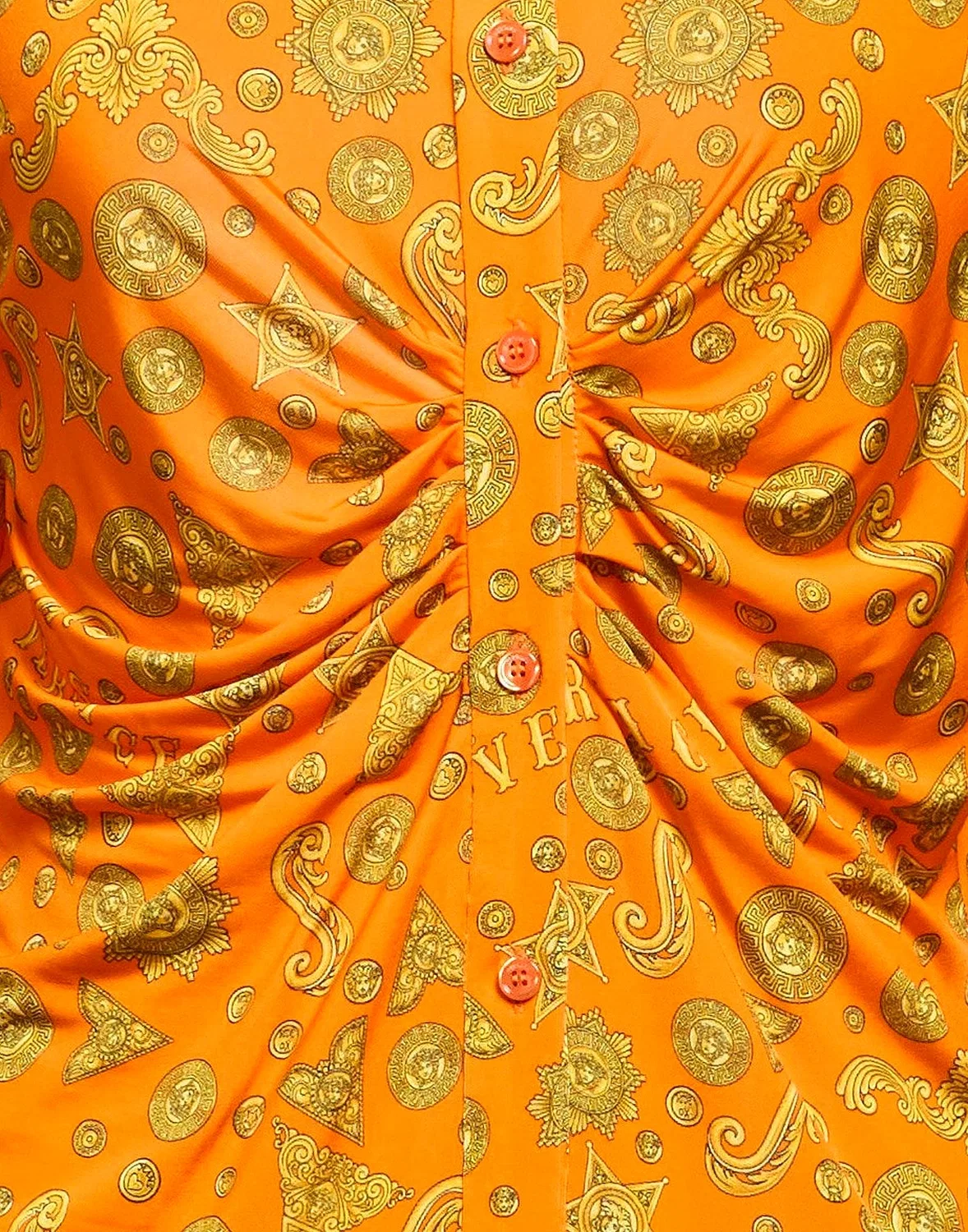 Женская рубашка из вискозы с принтом Versace, оранжевый — фото 4