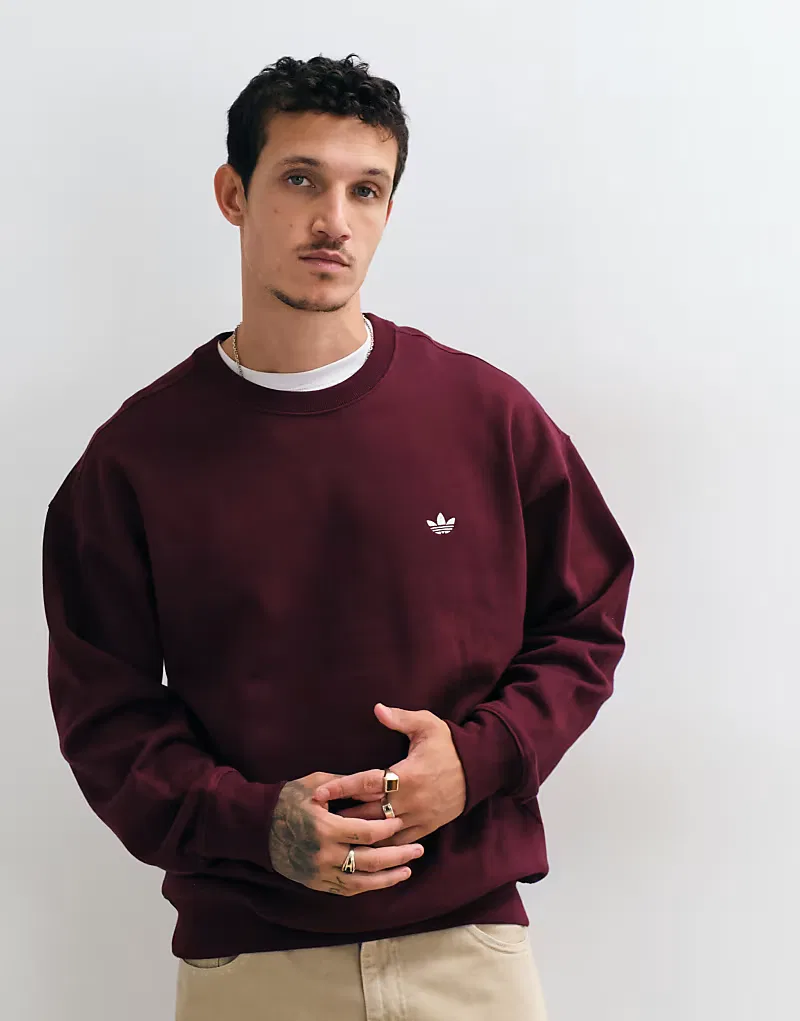 Свободная толстовка Adidas Originals с круглым вырезом, бордовый