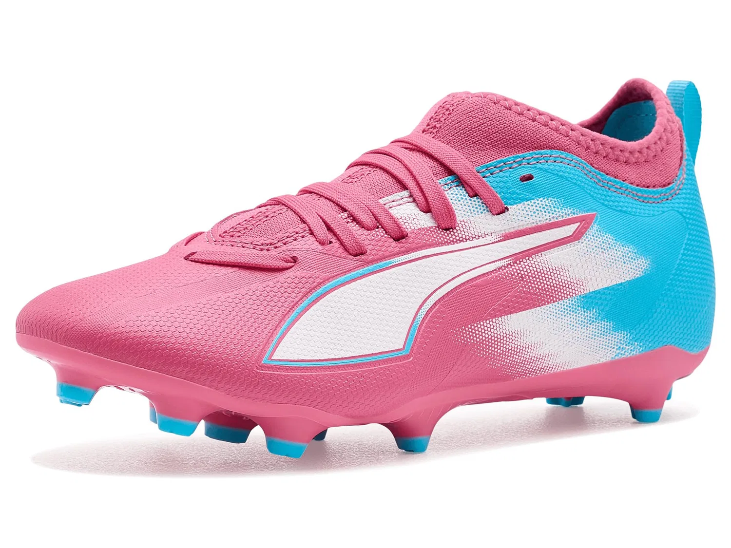 Бутсы Ultra 6 Match Re-charge Firm, Artificial Ground Soccer Cleats (для маленьких и больших детей) Puma Kids, Hero Blue/Sunset Pink/Garnet Rose