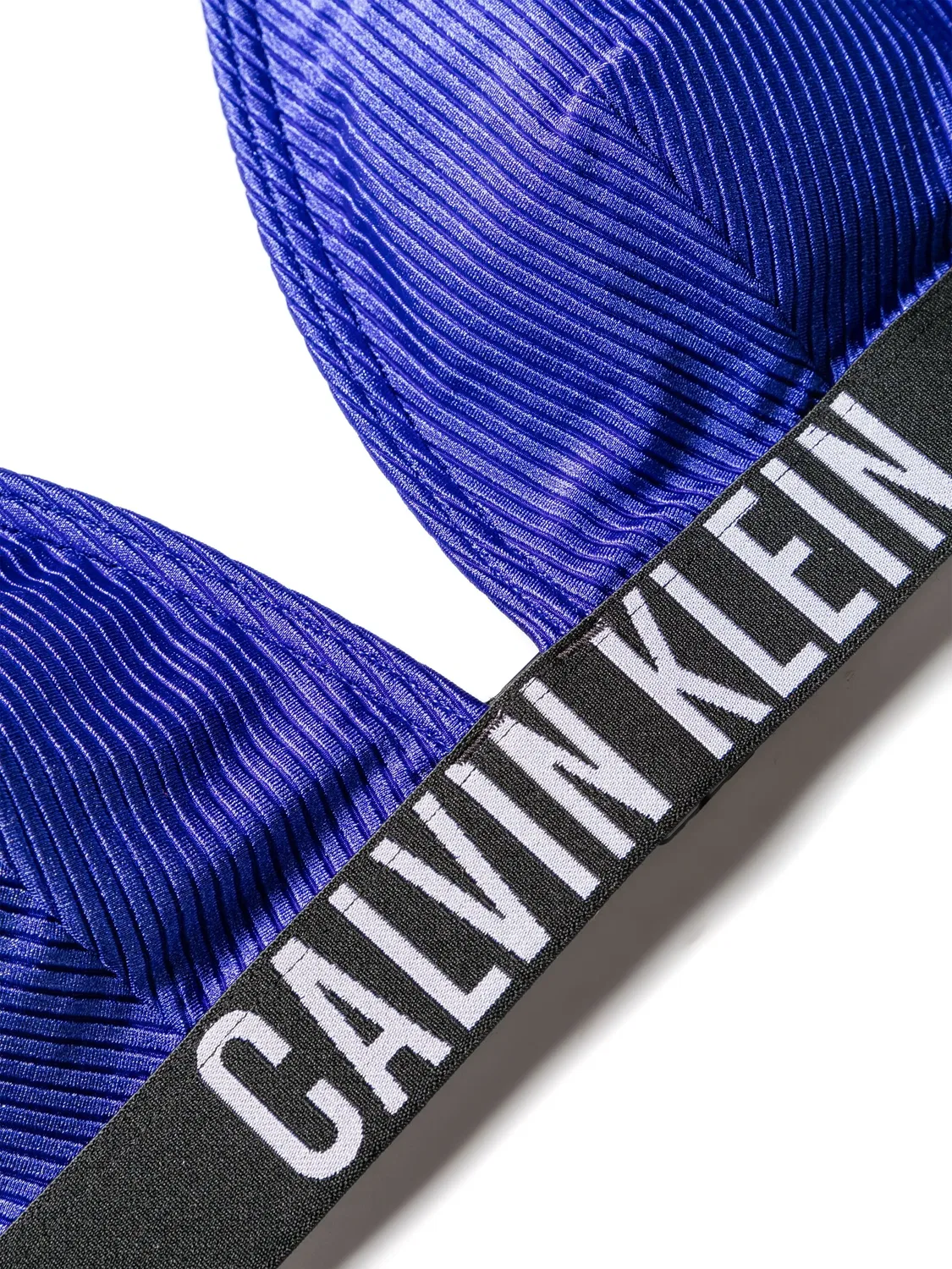 Бикини-топ с треугольными чашечками и логотипом Calvin Klein, синий — фото 2