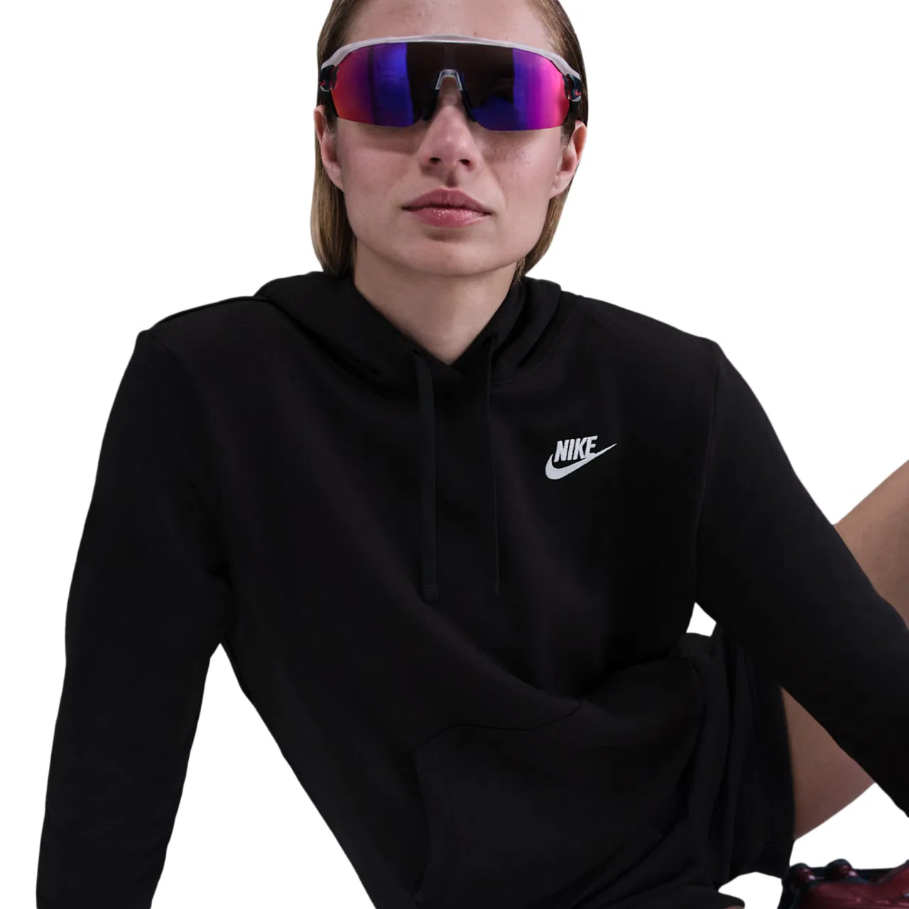 Женское худи Club Fleece PO Nike, черный/белый — фото 3