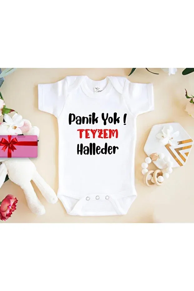 Детское боди для новорожденных с принтом No panic, my aunt will handle it Generic Brands, White