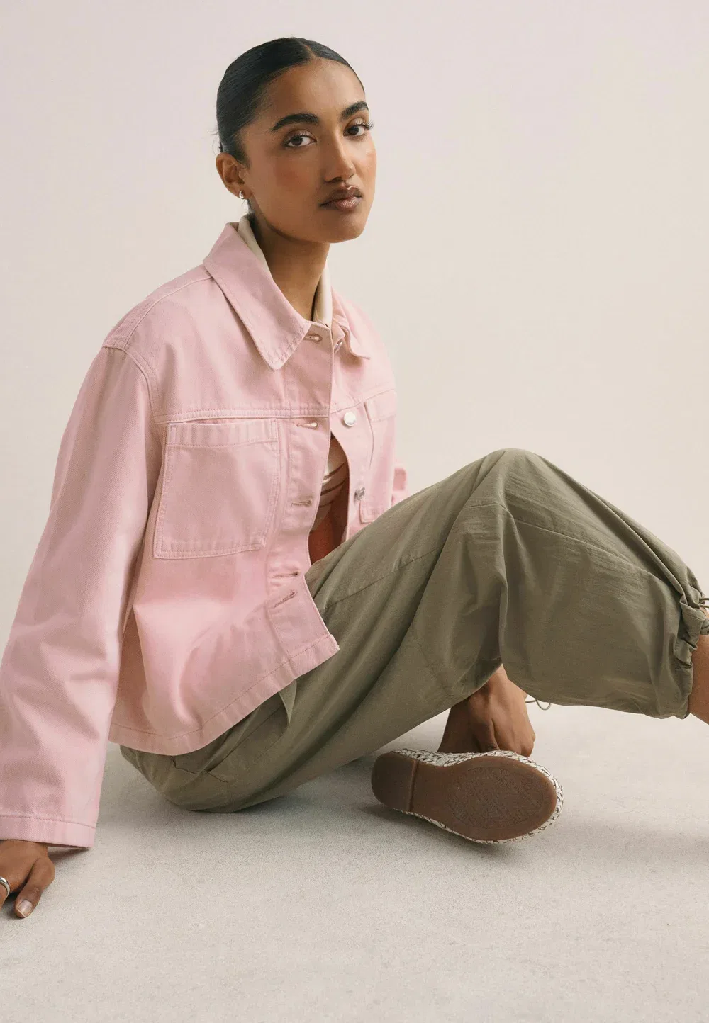 Джинсовая куртка свободного кроя - куртка из денима Next, Pink — фото 4