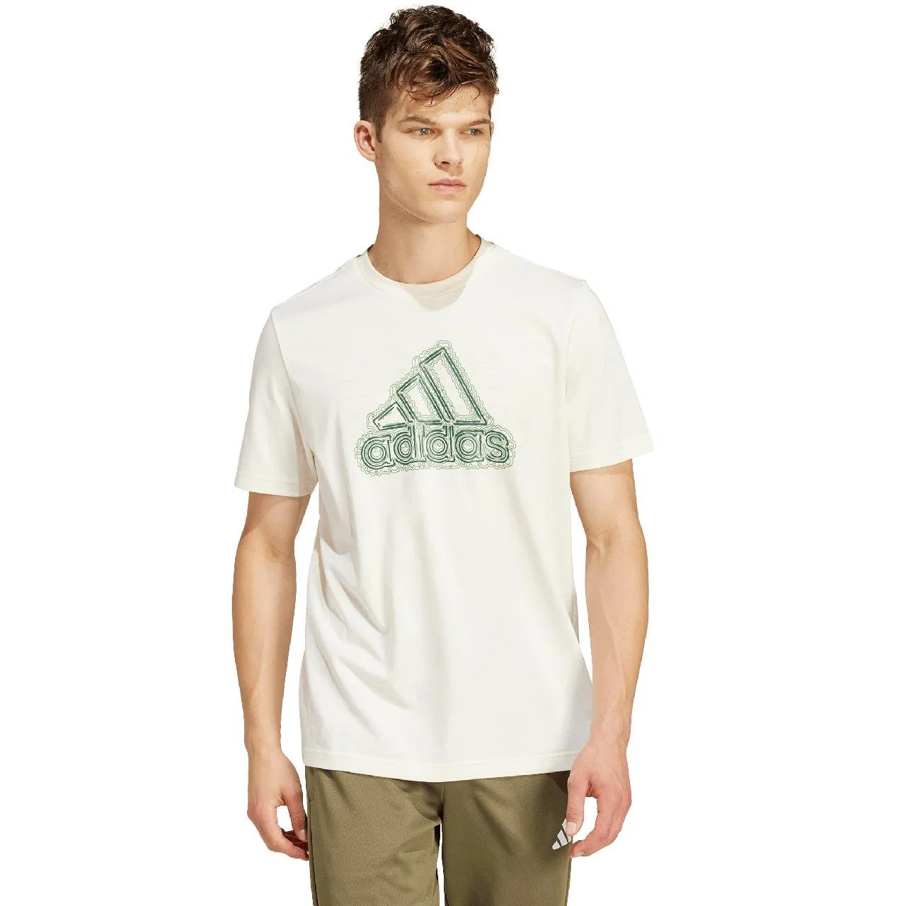 Мужская футболка с коротким рукавом Adidas IS2873, Цвет Cremefarben Grun Weiss — фото 3