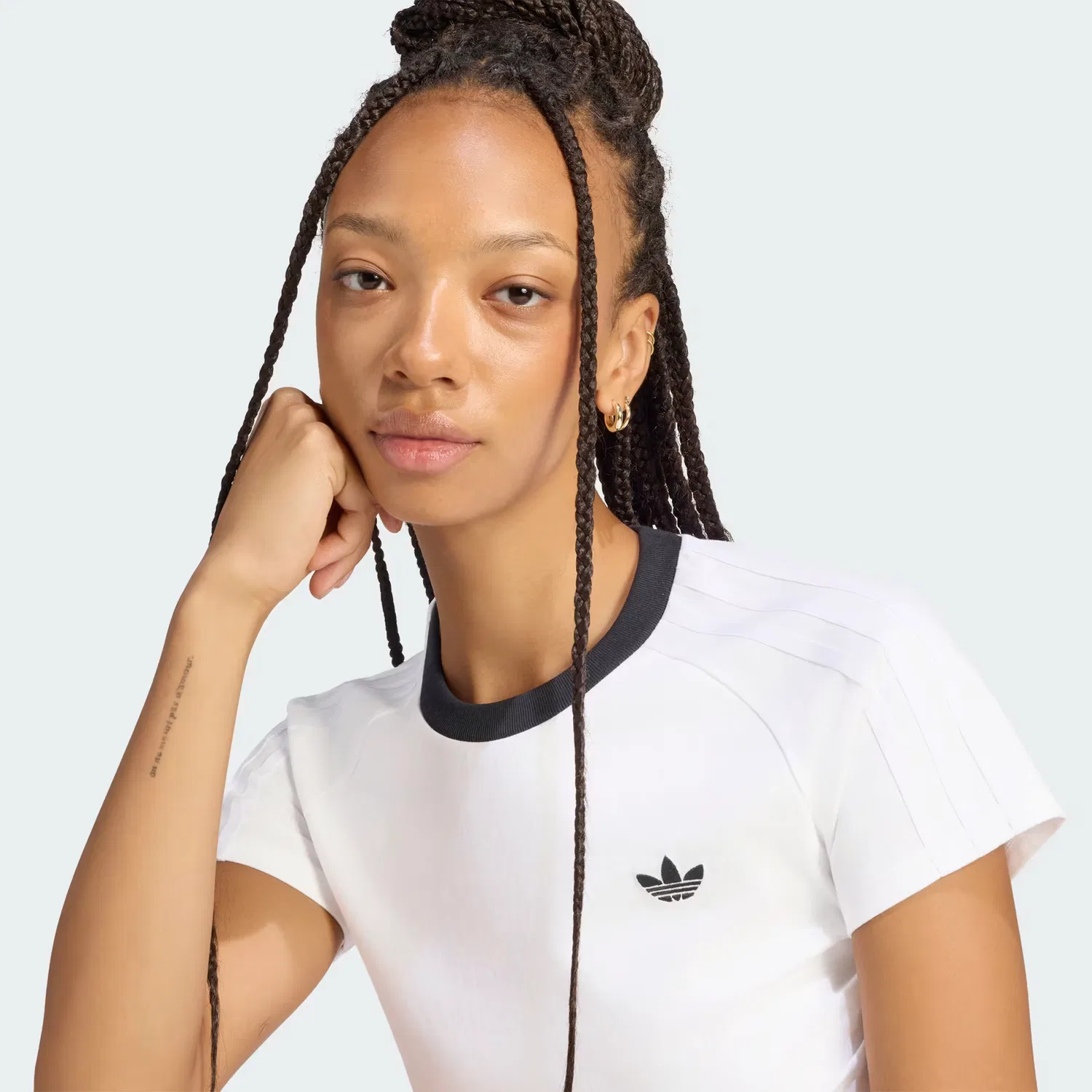 Женская футболка с плиссированными воланами by Jennie Layered Tee Adidas Originals, белая — фото 2