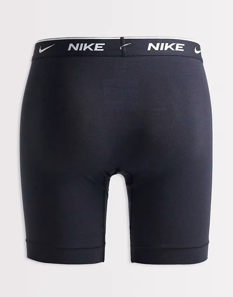 Боксеры-брифы удлиненные хлопковые стретч 3 шт Nike Essential, черный — фото 2