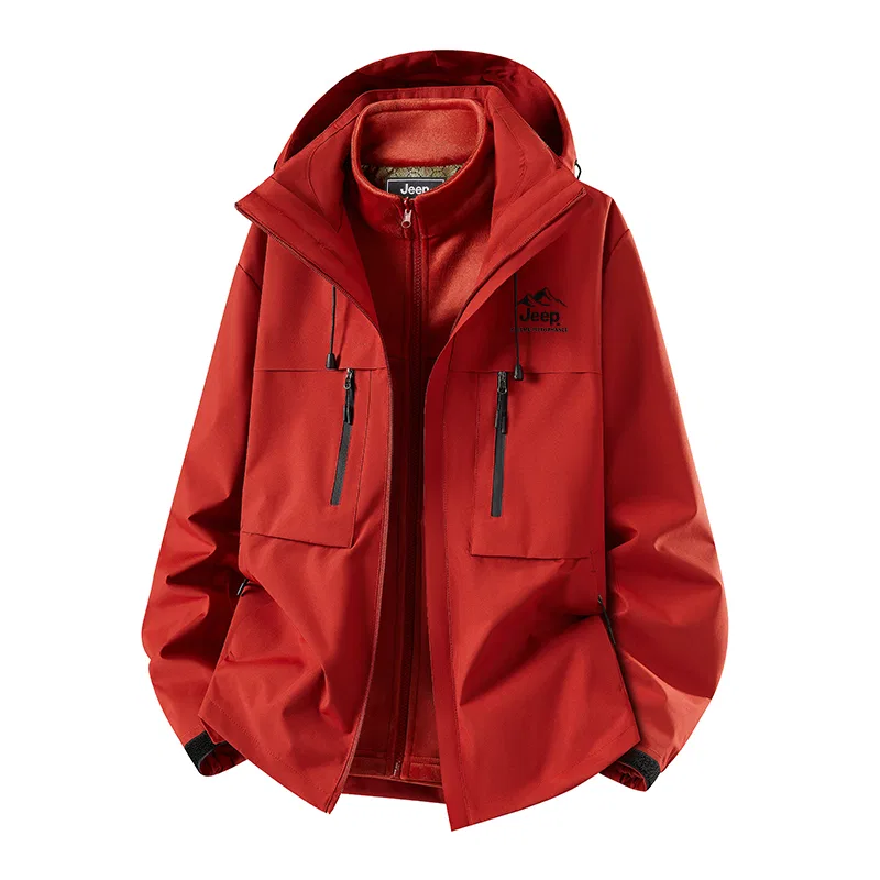 Детская куртка Jeep с капюшоном, съемная, утепленная, модель Outdoor Sports Jackets, Jeep, Vermilion Red