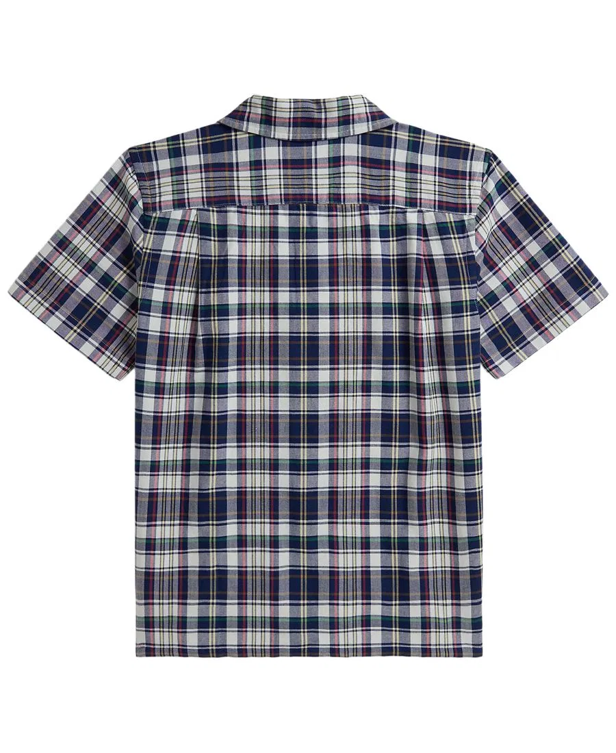 Рубашка-кэмп из хлопка в клетку с вышивкой Polo Ralph Lauren, White Blue Multi — фото 2