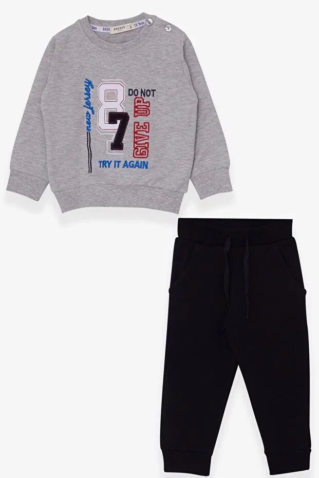 Детский спортивный костюм для мальчиков с принтом Number Embroidery Breeze, Gray Melange — фото 4