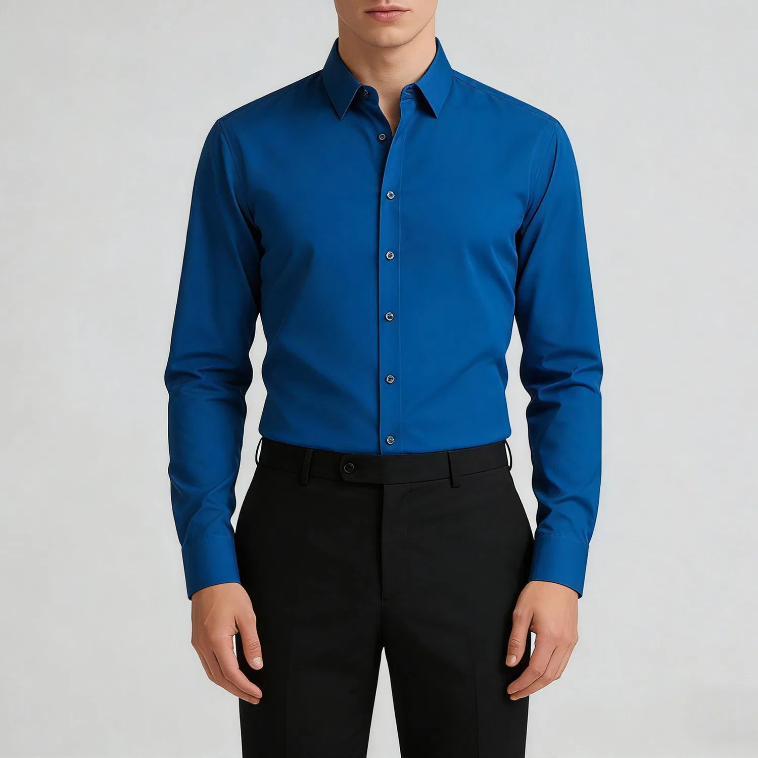 Мужская рубашка с длинным рукавом, современный slim fit, Dark Blue — фото 3